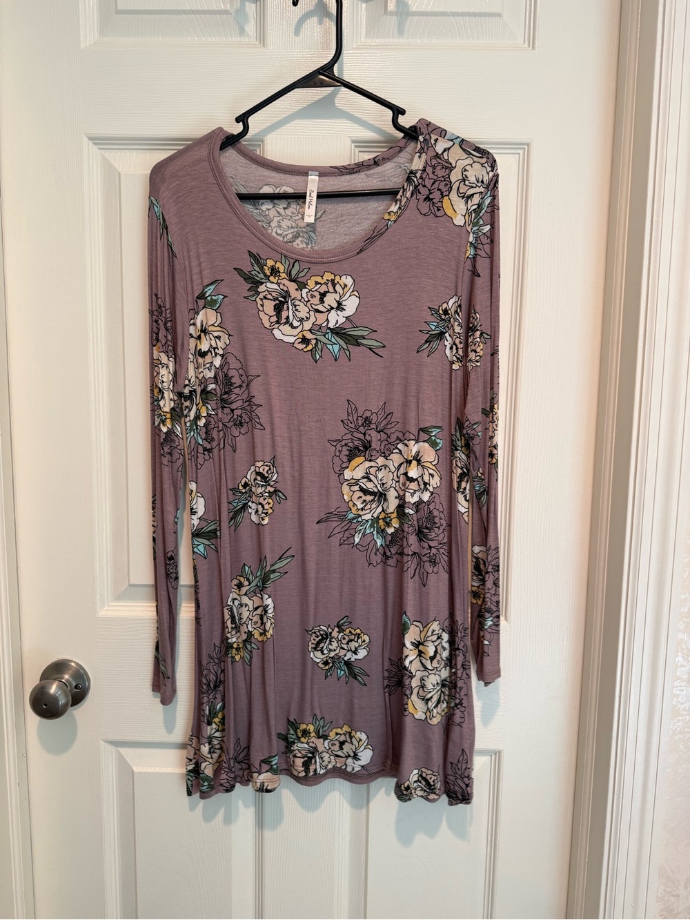 Cool Melon Light Mauve Floral Long Sleeve Top Size L